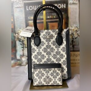 NWT Kate Spade Spade Flower Mini Tote + Cardholder Set | Black Multi